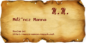 Müncz Manna névjegykártya